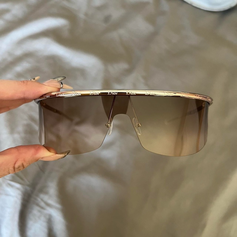 Dior Gold and Brown Shield Sunglasses
